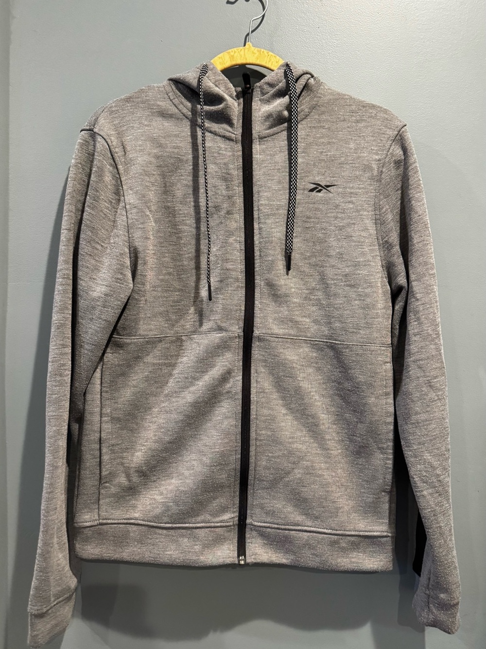 Reebok Men’s Gray Black Full Zip Athletic Hoodie Jacket Size S